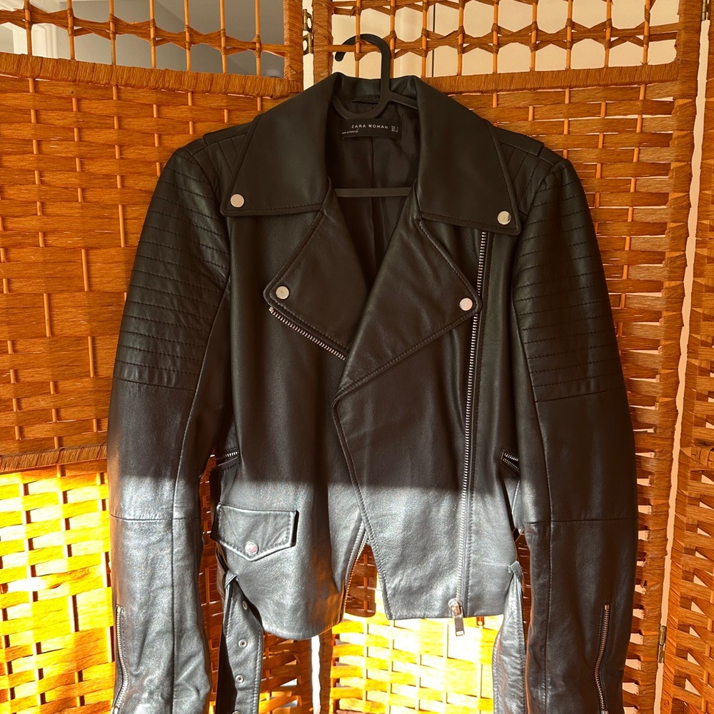 Zara Black Leather Jacket Women’s Size S